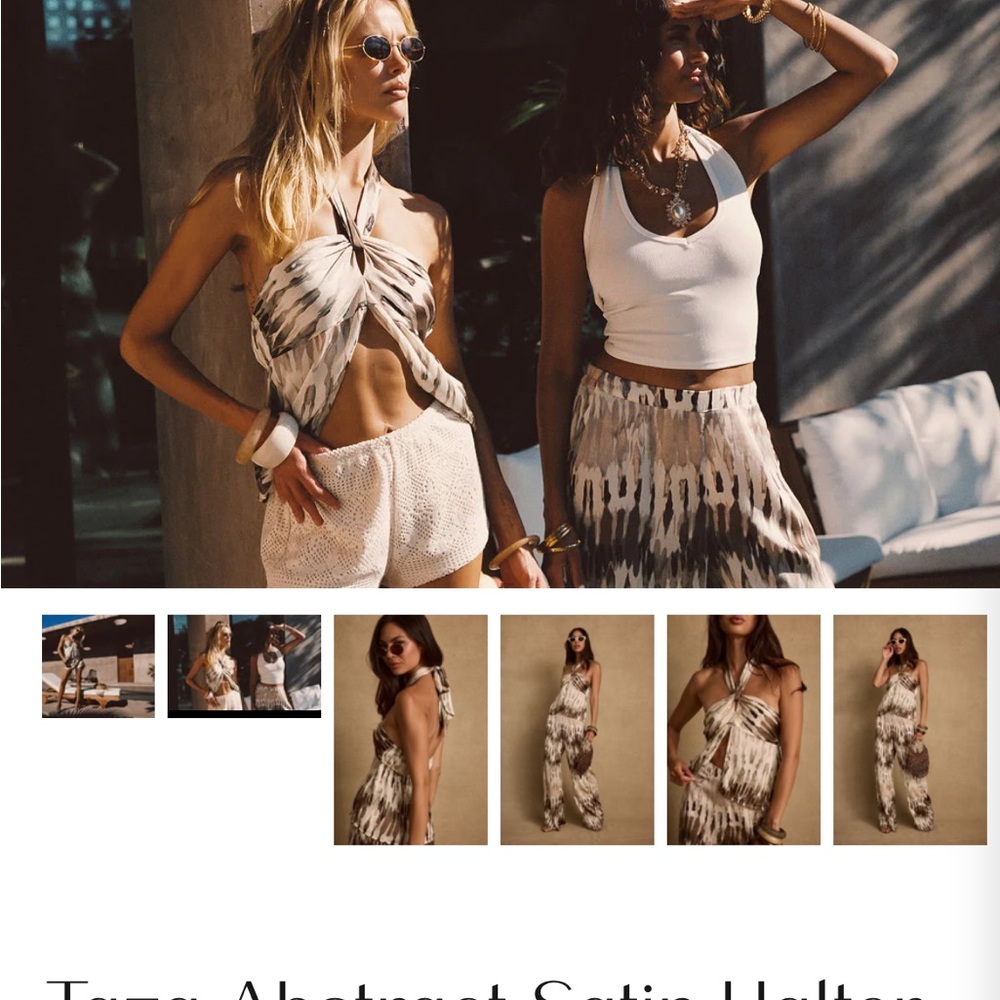 12th Tribe - Taza Abstract Satin Halter Top - Picture 2 of 8